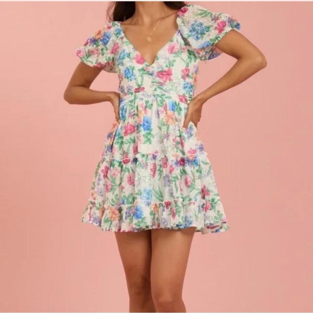 Altar'd State Pink Puff Sleeve Sundress